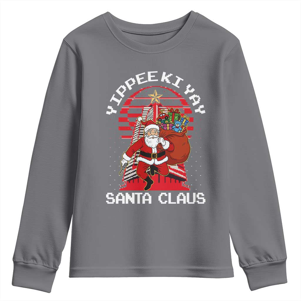 Nakatomi Plaza Christmas Youth Sweatshirt Yippee Ki Yay Santa Claus - Wonder Print Shop