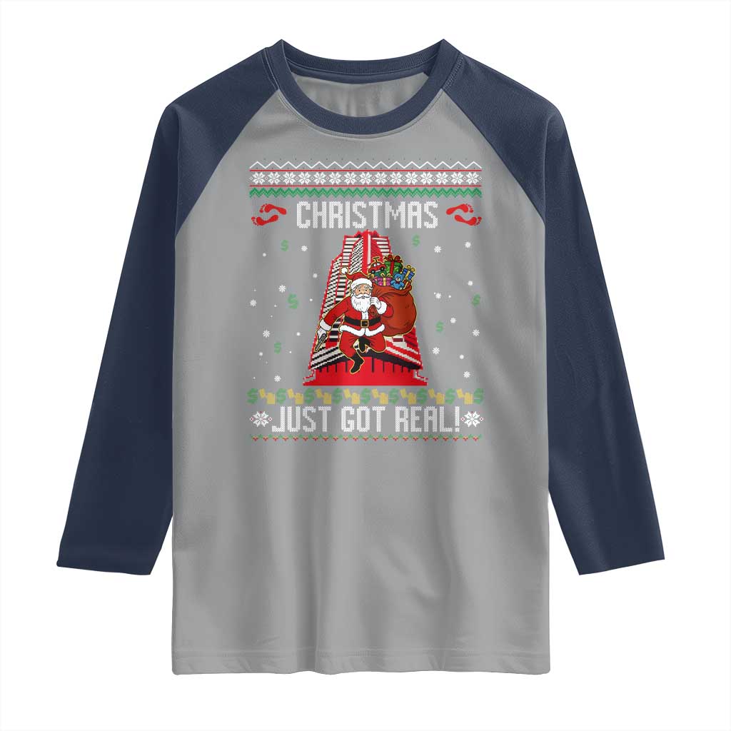 Nakatomi Plaza Christmas Raglan Shirt Just Got Real - Wonder Print Shop