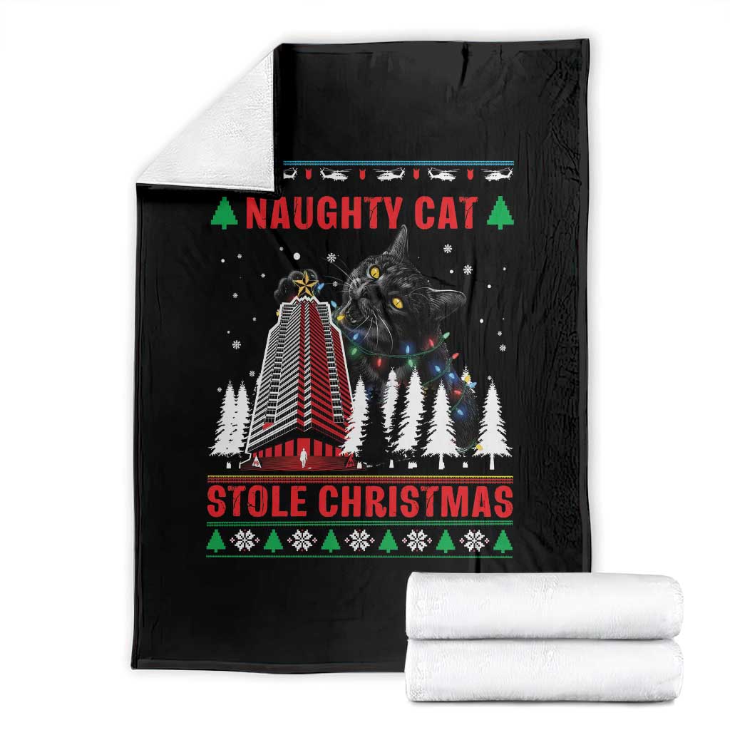 Nakatomi Plaza Christmas Throw Blanket Funny Catzilla Monster Xmas - Wonder Print Shop