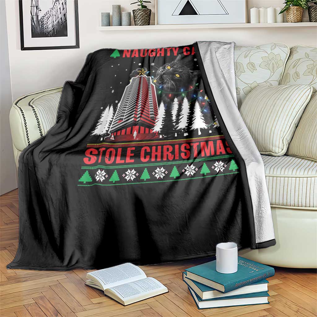 Nakatomi Plaza Christmas Throw Blanket Funny Catzilla Monster Xmas - Wonder Print Shop