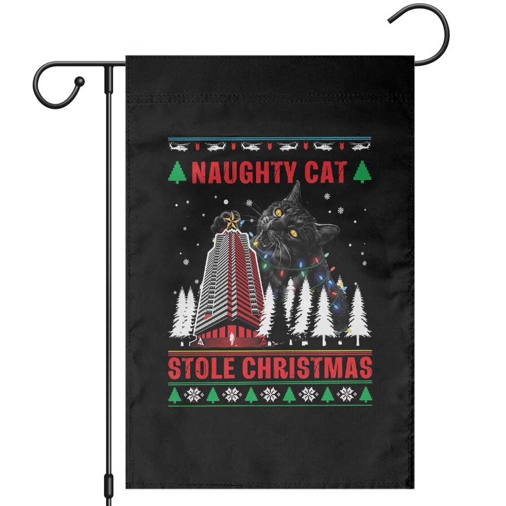 Nakatomi Plaza Christmas Garden Flag Funny Catzilla Monster Xmas - Wonder Print Shop