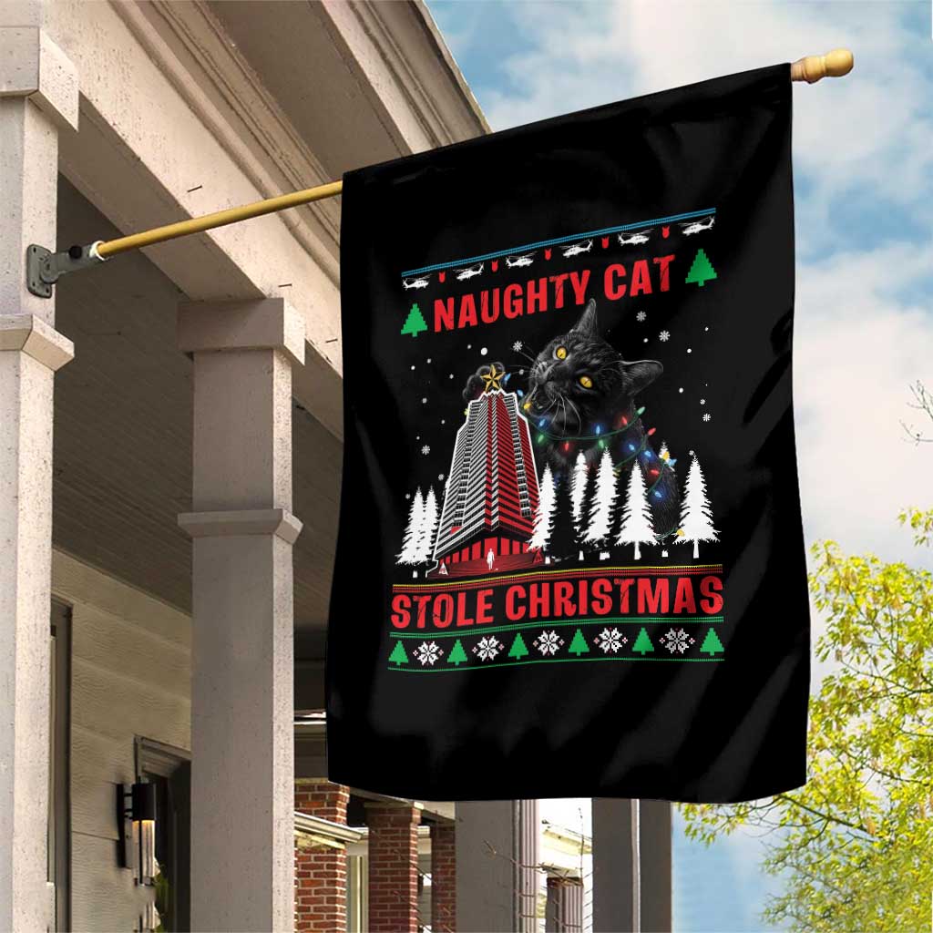 Nakatomi Plaza Christmas Garden Flag Funny Catzilla Monster Xmas - Wonder Print Shop