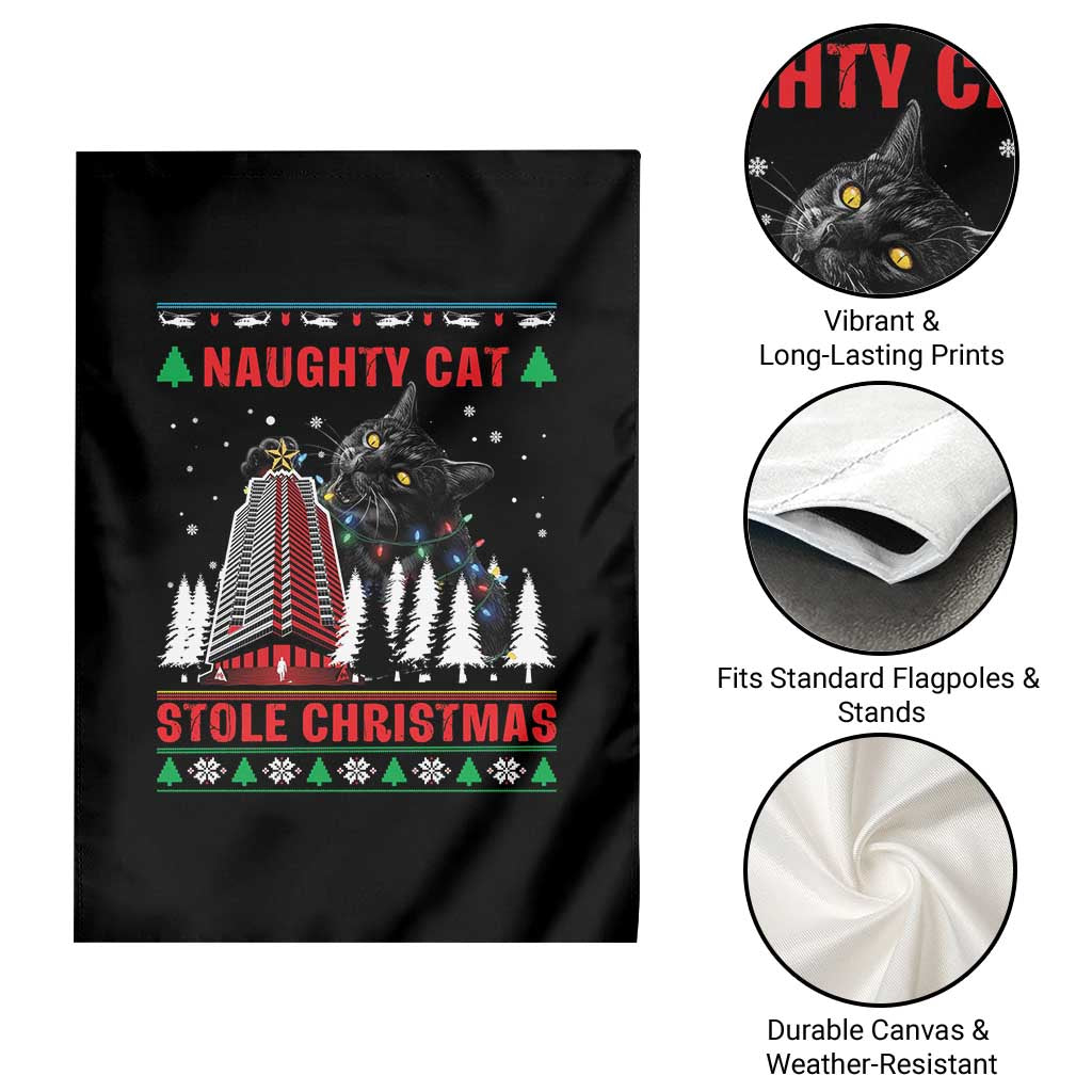 Nakatomi Plaza Christmas Garden Flag Funny Catzilla Monster Xmas - Wonder Print Shop