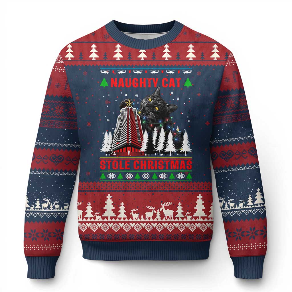 Nakatomi Plaza Xmas Ugly Christmas Sweater Funny Catzilla Monster Xmas - Wonder Print Shop