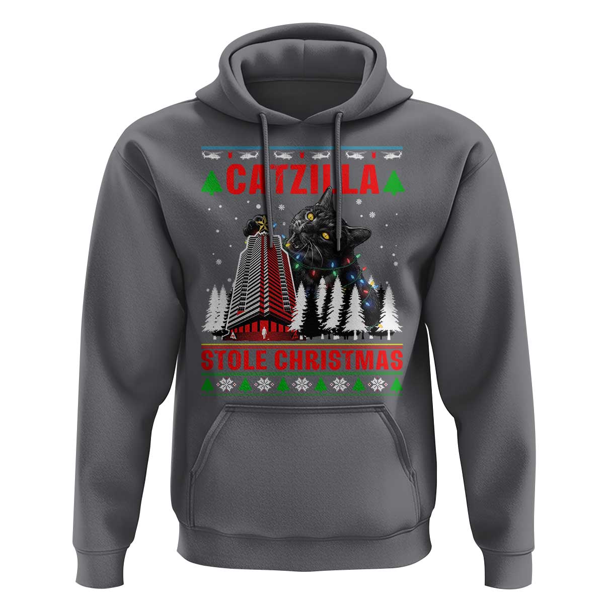 Nakatomi Plaza Christmas Hoodie Funny Catzilla Monster Xmas - Wonder Print Shop