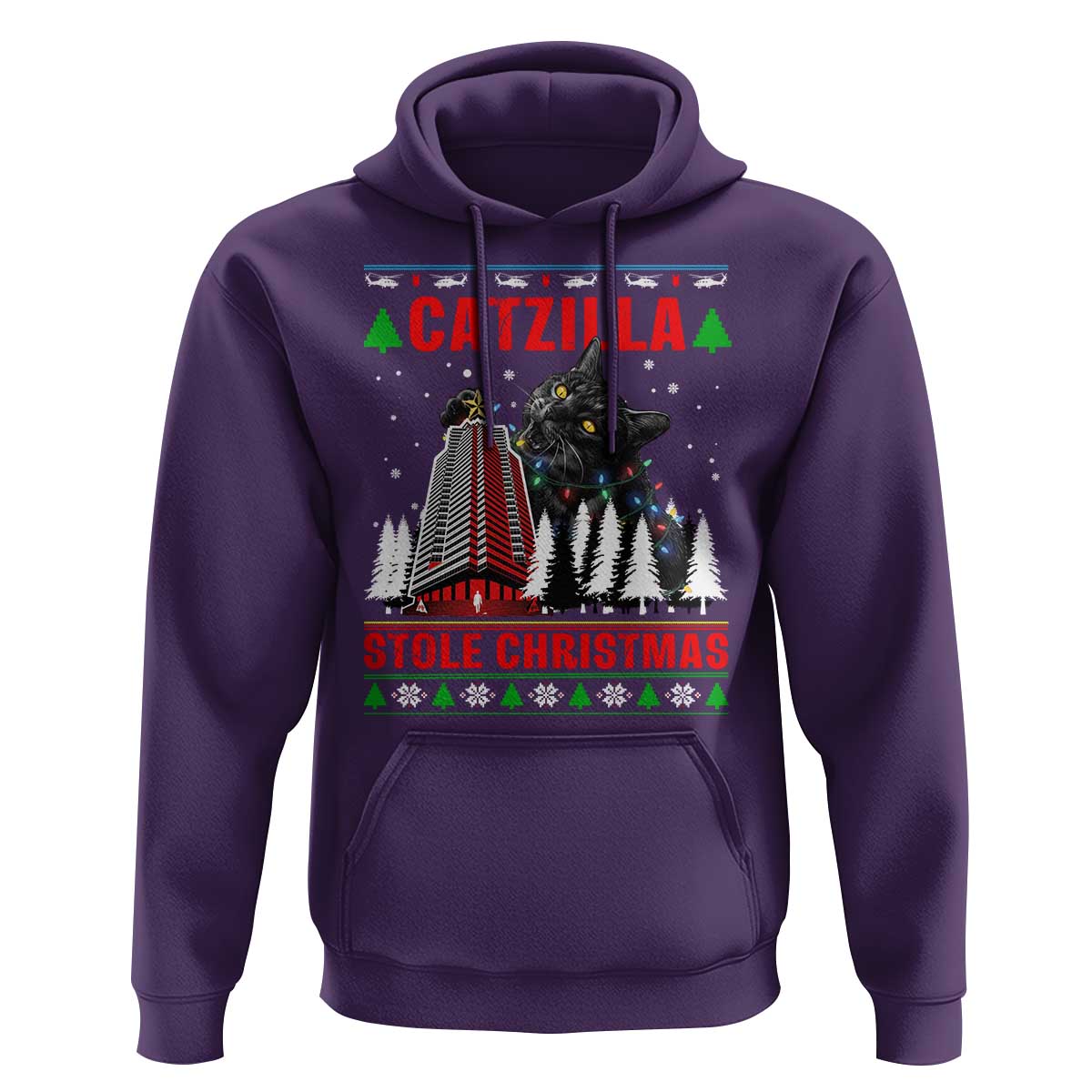 Nakatomi Plaza Christmas Hoodie Funny Catzilla Monster Xmas - Wonder Print Shop