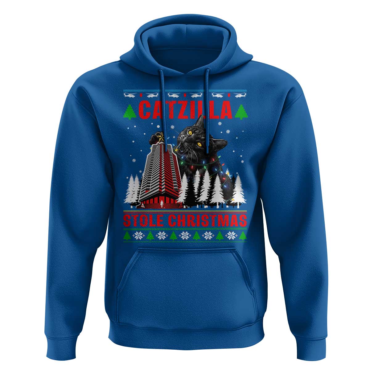 Nakatomi Plaza Christmas Hoodie Funny Catzilla Monster Xmas - Wonder Print Shop