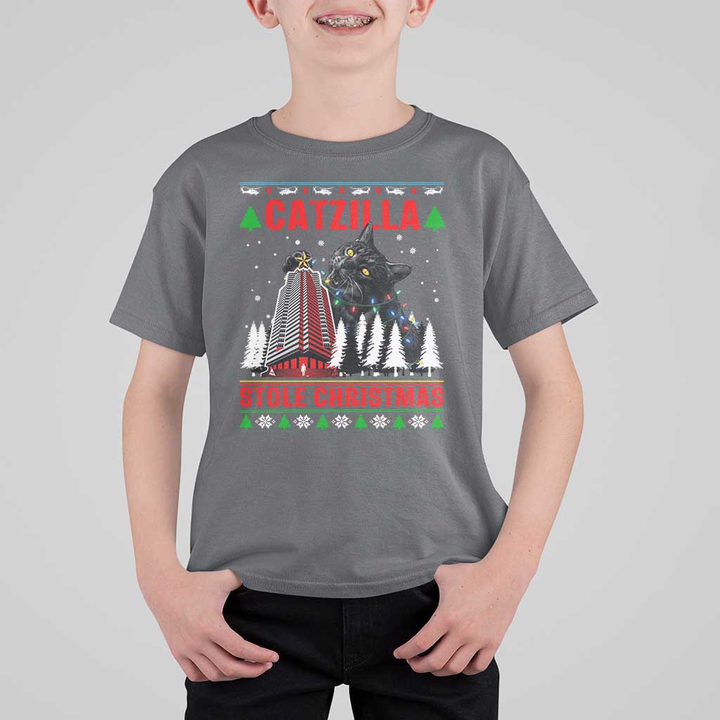 Nakatomi Plaza Christmas T Shirt For Kid Funny Catzilla Monster Xmas - Wonder Print Shop
