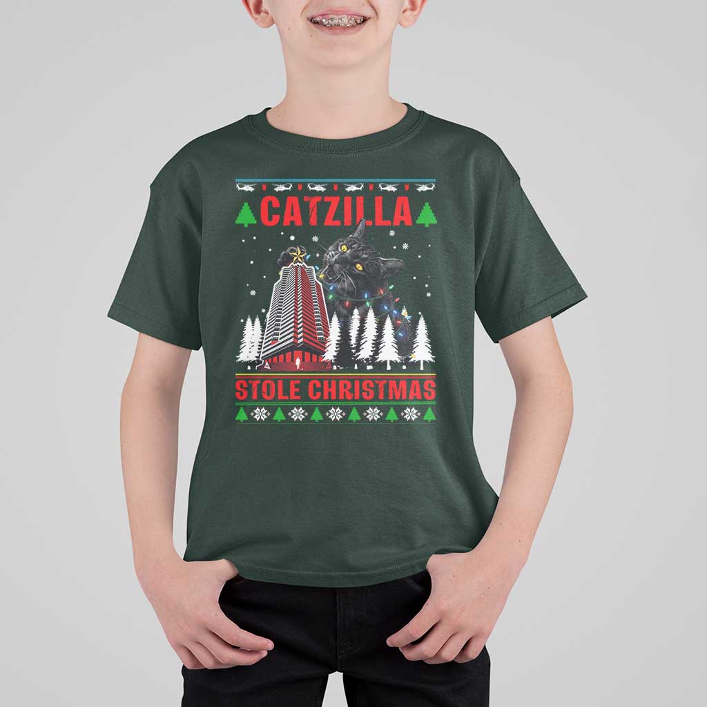 Nakatomi Plaza Christmas T Shirt For Kid Funny Catzilla Monster Xmas - Wonder Print Shop