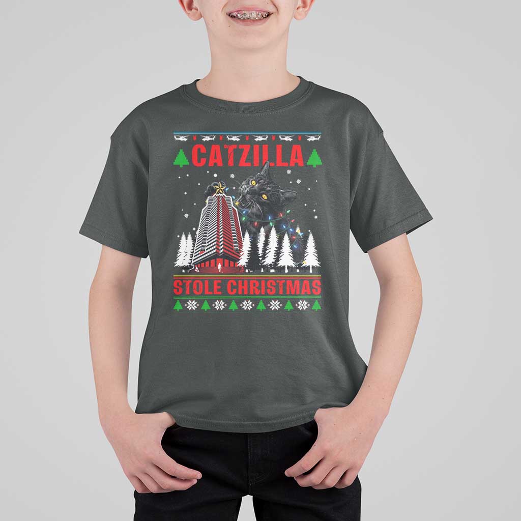 Nakatomi Plaza Christmas T Shirt For Kid Funny Catzilla Monster Xmas - Wonder Print Shop