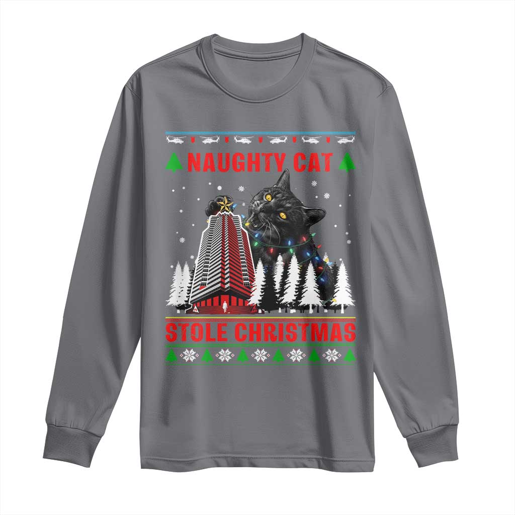 Nakatomi Plaza Christmas Long Sleeve Shirt Funny Catzilla Monster Xmas - Wonder Print Shop