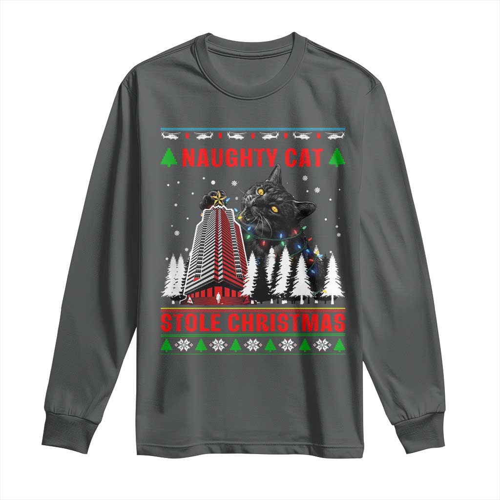 Nakatomi Plaza Christmas Long Sleeve Shirt Funny Catzilla Monster Xmas - Wonder Print Shop