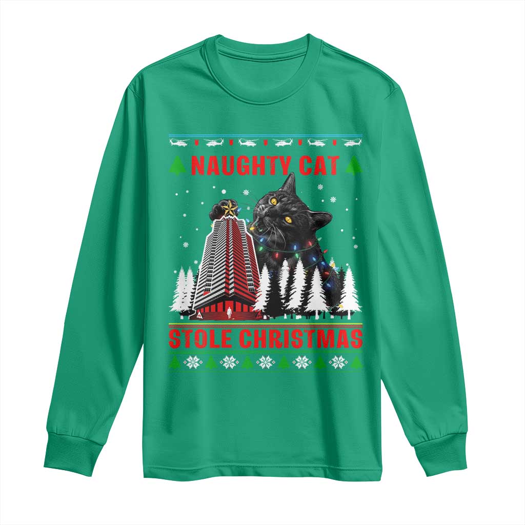 Nakatomi Plaza Christmas Long Sleeve Shirt Funny Catzilla Monster Xmas - Wonder Print Shop