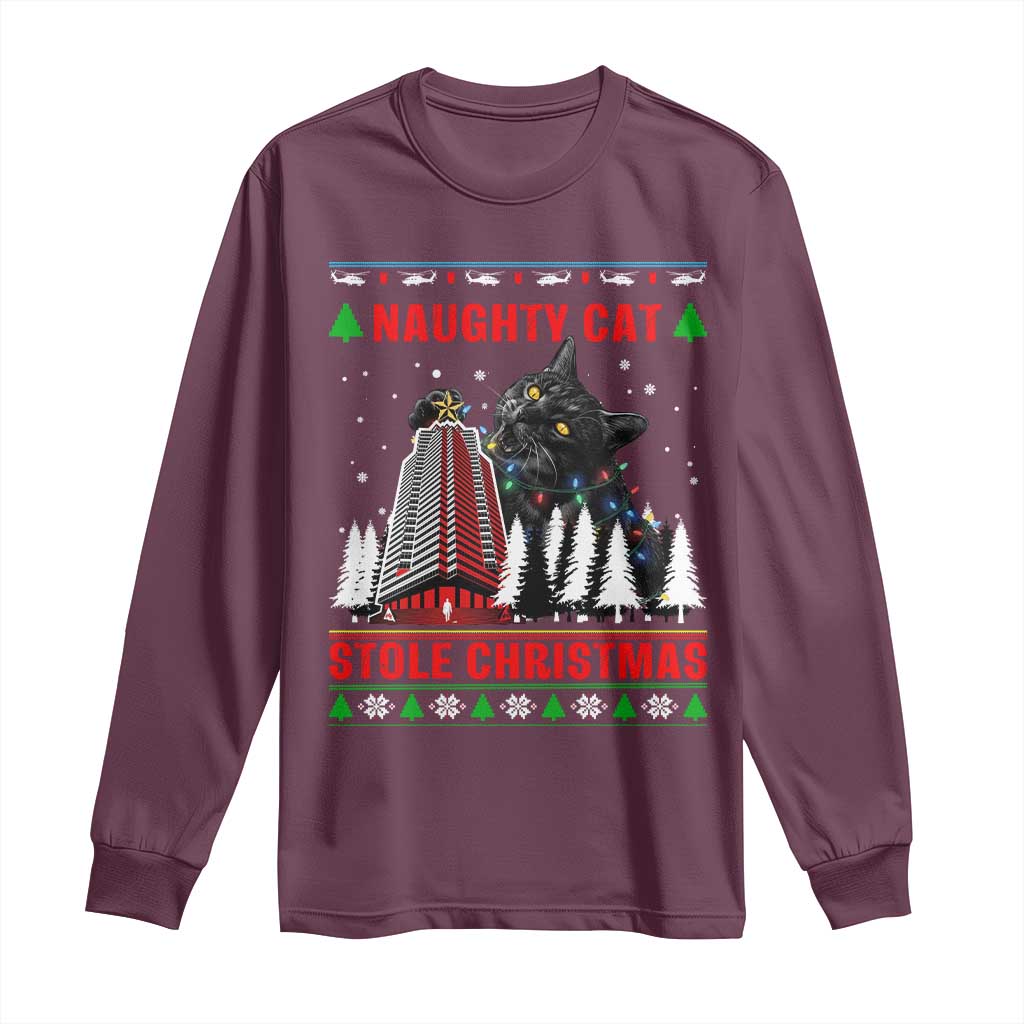 Nakatomi Plaza Christmas Long Sleeve Shirt Funny Catzilla Monster Xmas - Wonder Print Shop