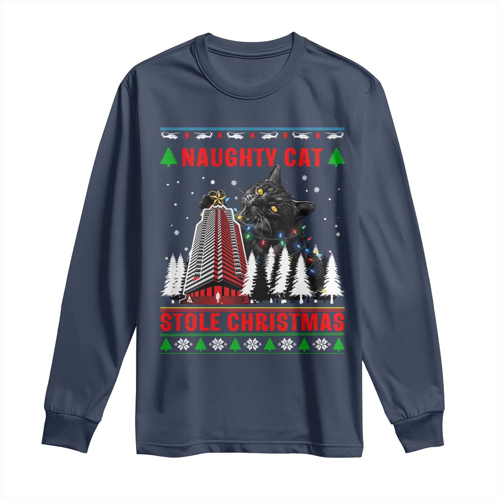 Nakatomi Plaza Christmas Long Sleeve Shirt Funny Catzilla Monster Xmas - Wonder Print Shop