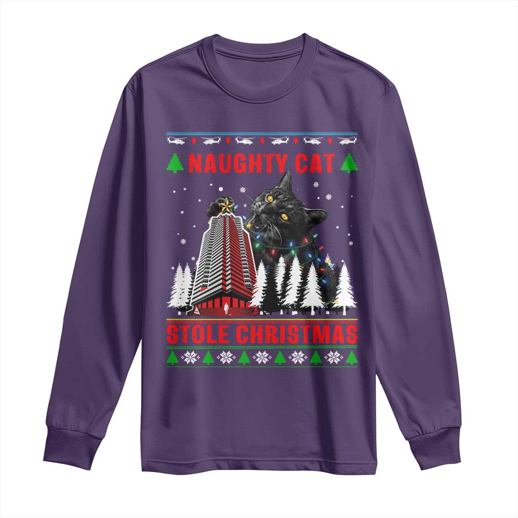 Nakatomi Plaza Christmas Long Sleeve Shirt Funny Catzilla Monster Xmas - Wonder Print Shop