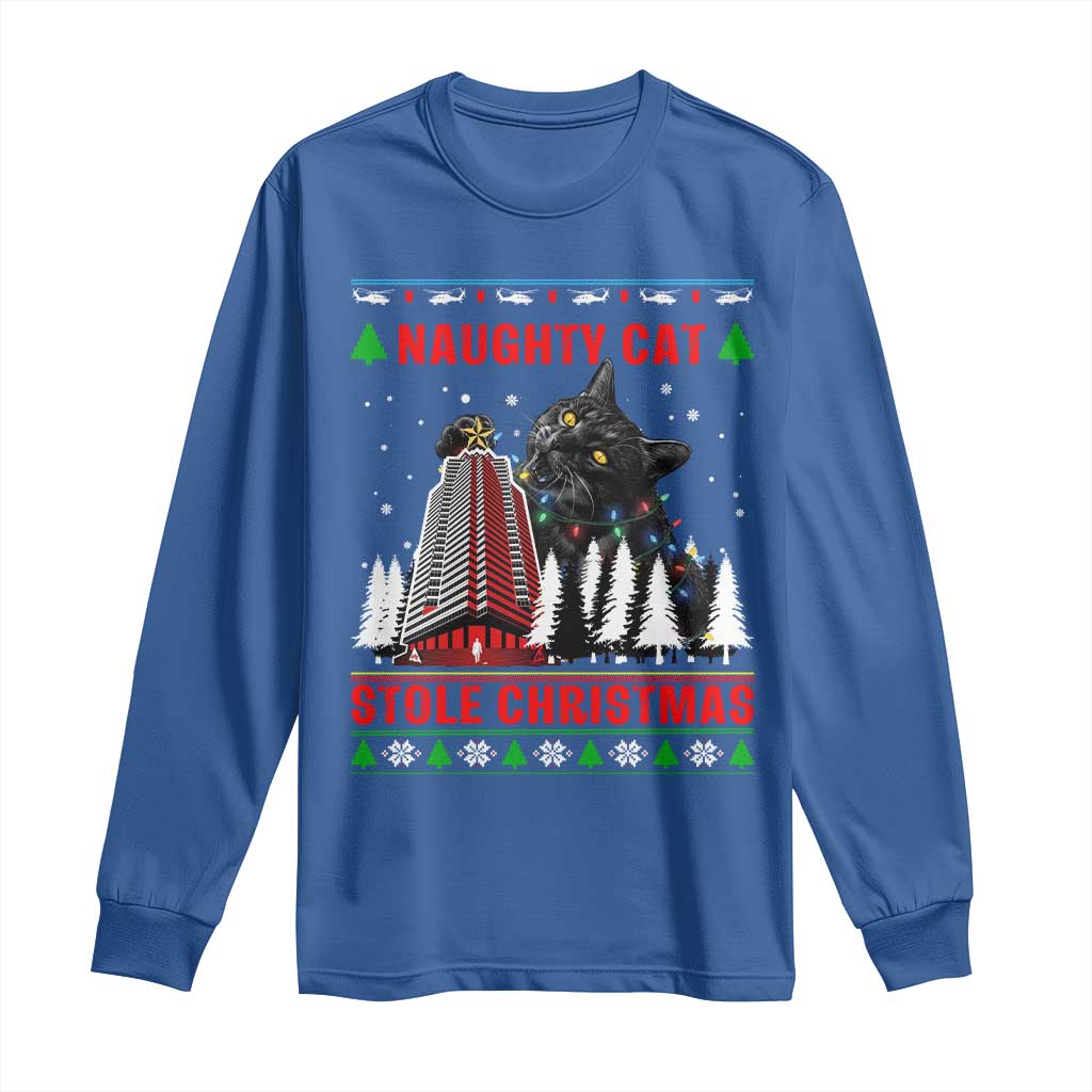 Nakatomi Plaza Christmas Long Sleeve Shirt Funny Catzilla Monster Xmas - Wonder Print Shop