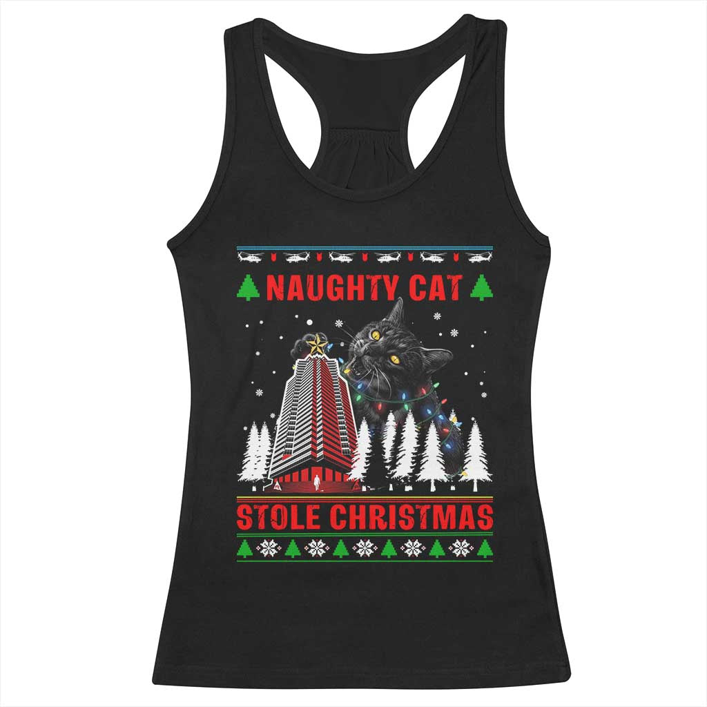 Nakatomi Plaza Christmas Racerback Tank Top Funny Catzilla Monster Xmas - Wonder Print Shop