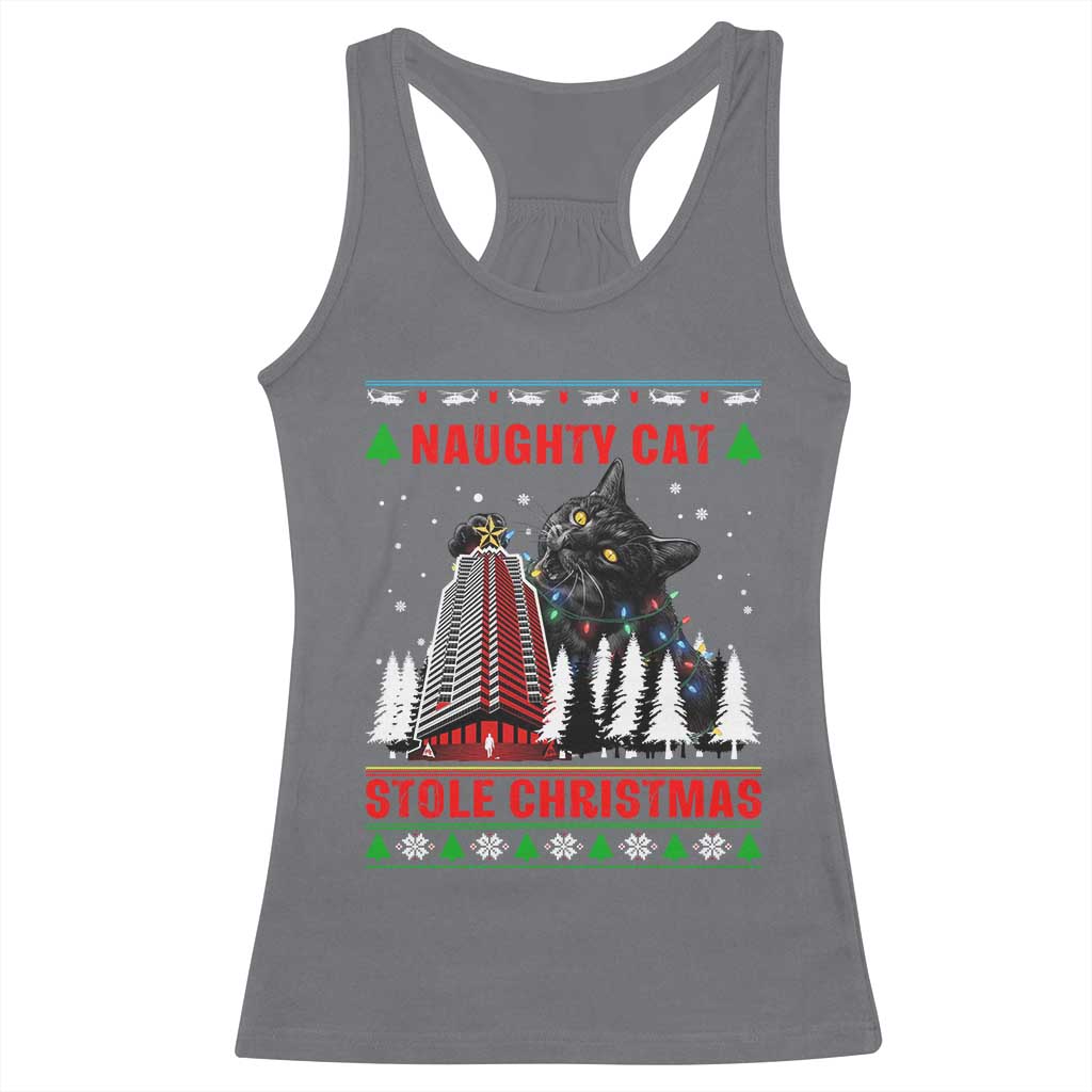 Nakatomi Plaza Christmas Racerback Tank Top Funny Catzilla Monster Xmas - Wonder Print Shop