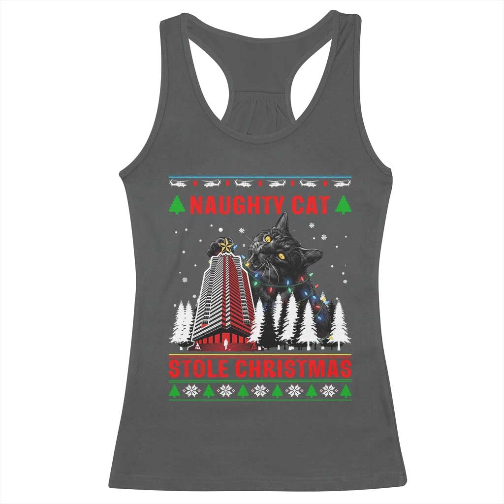 Nakatomi Plaza Christmas Racerback Tank Top Funny Catzilla Monster Xmas - Wonder Print Shop