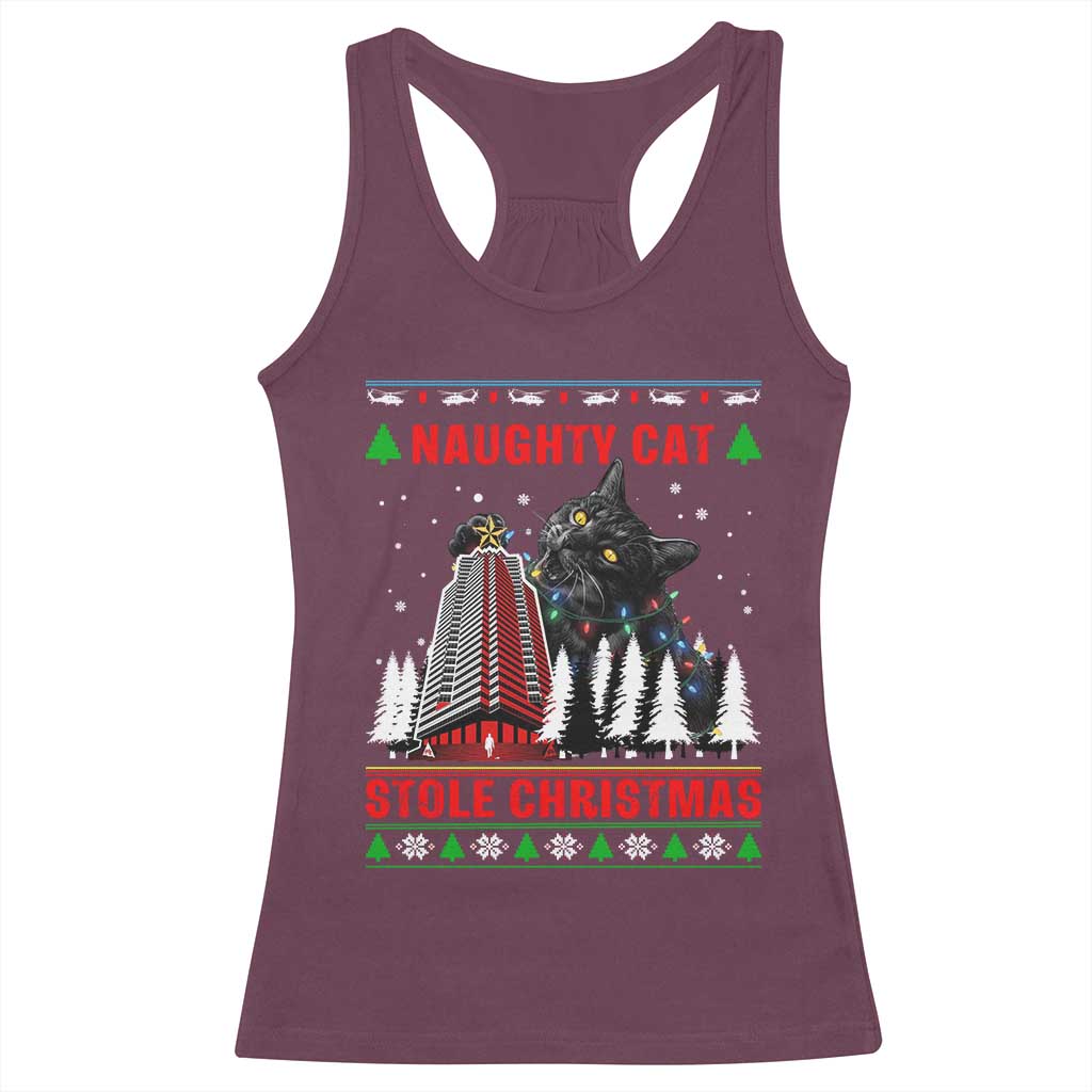 Nakatomi Plaza Christmas Racerback Tank Top Funny Catzilla Monster Xmas - Wonder Print Shop