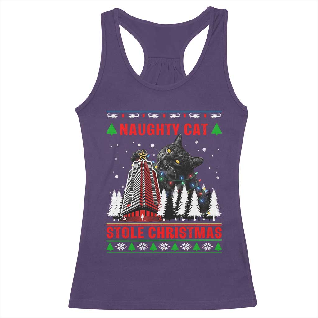 Nakatomi Plaza Christmas Racerback Tank Top Funny Catzilla Monster Xmas - Wonder Print Shop