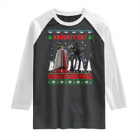 Nakatomi Plaza Christmas Raglan Shirt Funny Catzilla Monster Xmas - Wonder Print Shop