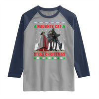 Nakatomi Plaza Christmas Raglan Shirt Funny Catzilla Monster Xmas - Wonder Print Shop