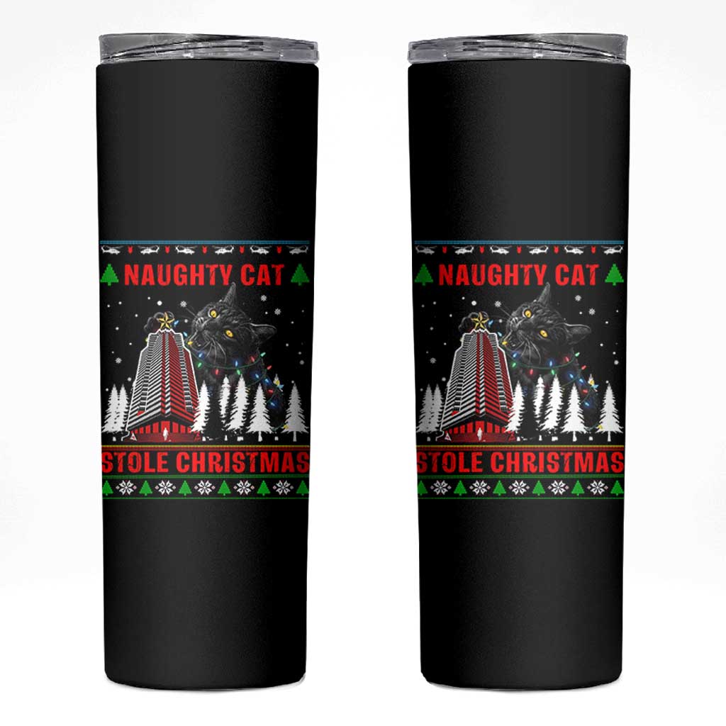 Nakatomi Plaza Christmas Skinny Tumbler Funny Catzilla Monster Xmas - Wonder Print Shop
