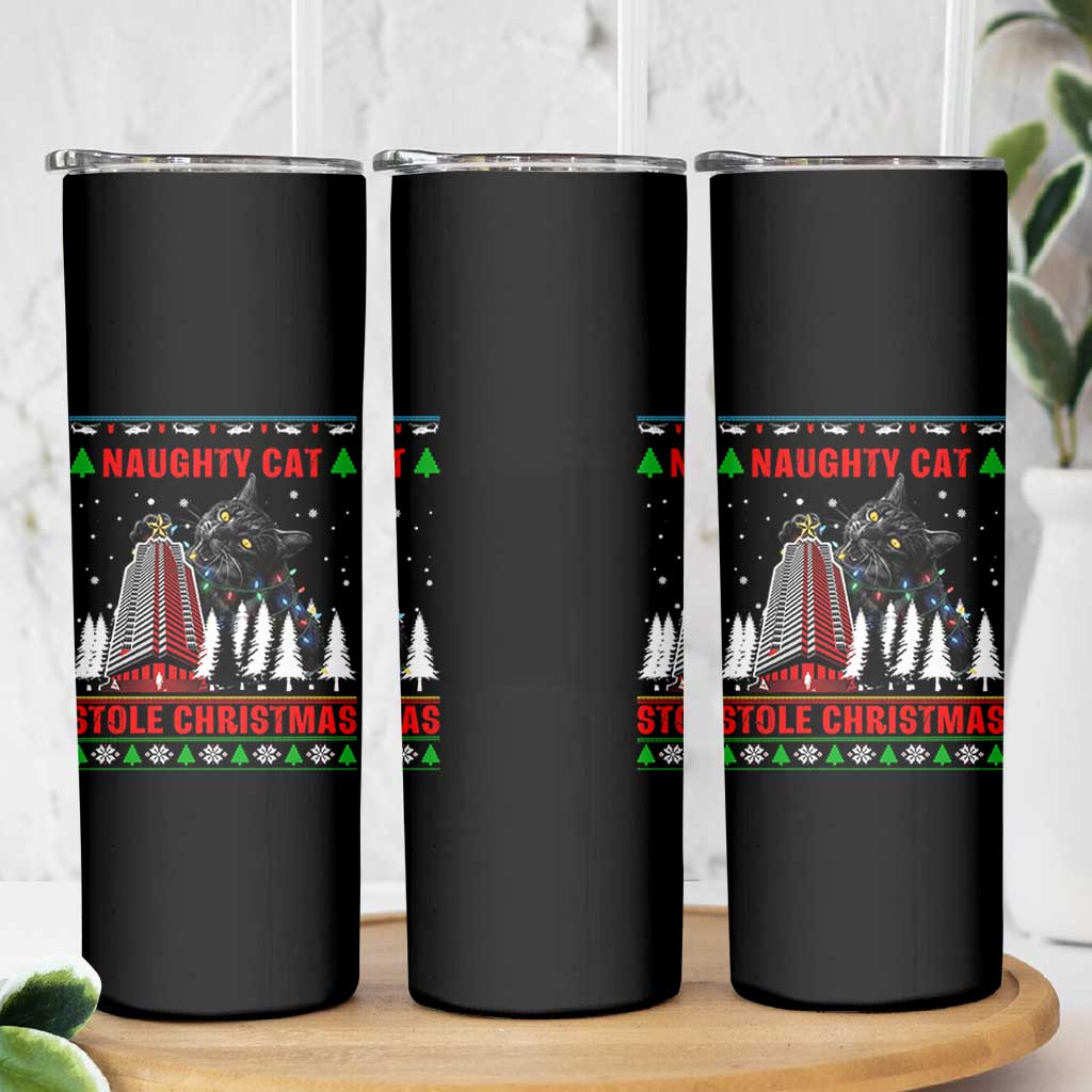 Nakatomi Plaza Christmas Skinny Tumbler Funny Catzilla Monster Xmas - Wonder Print Shop