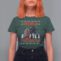 Nakatomi Plaza Christmas T Shirt For Women Funny Catzilla Monster Xmas - Wonder Print Shop