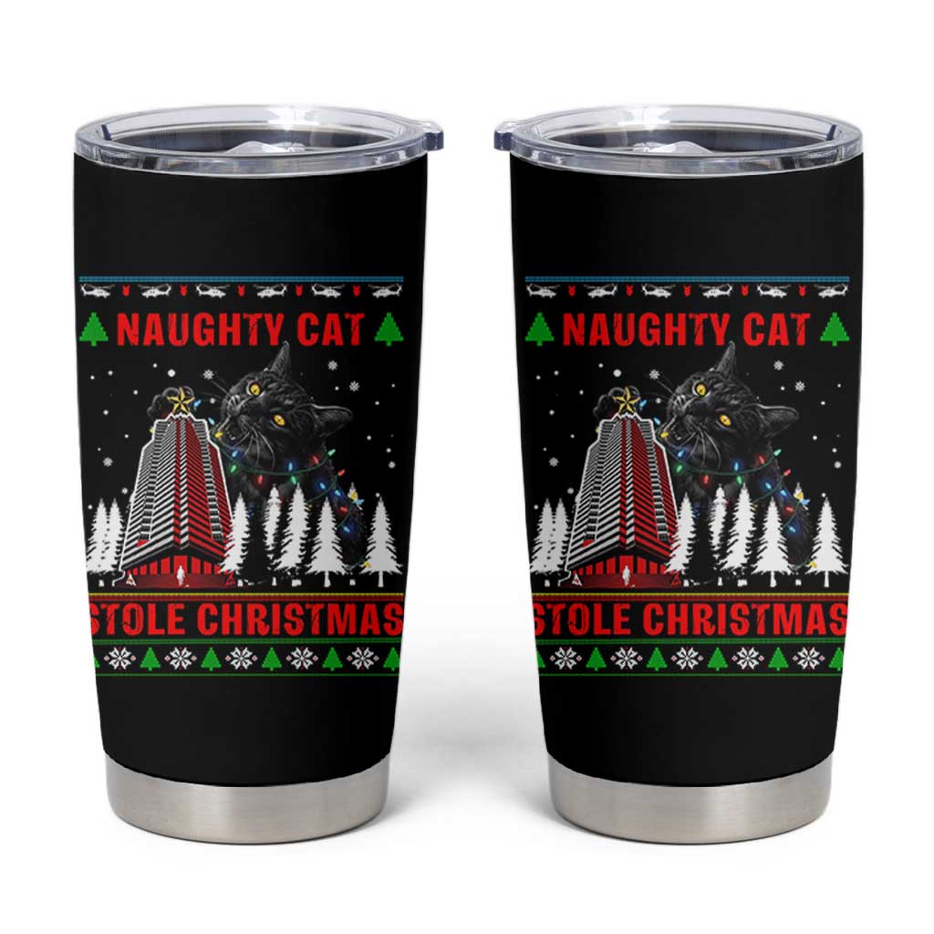 Nakatomi Plaza Christmas Tumbler Cup Funny Catzilla Monster Xmas - Wonder Print Shop