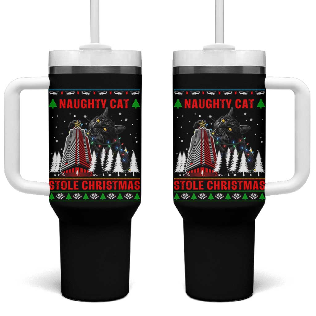 Nakatomi Plaza Christmas Tumbler With Handle Funny Catzilla Monster Xmas - Wonder Print Shop