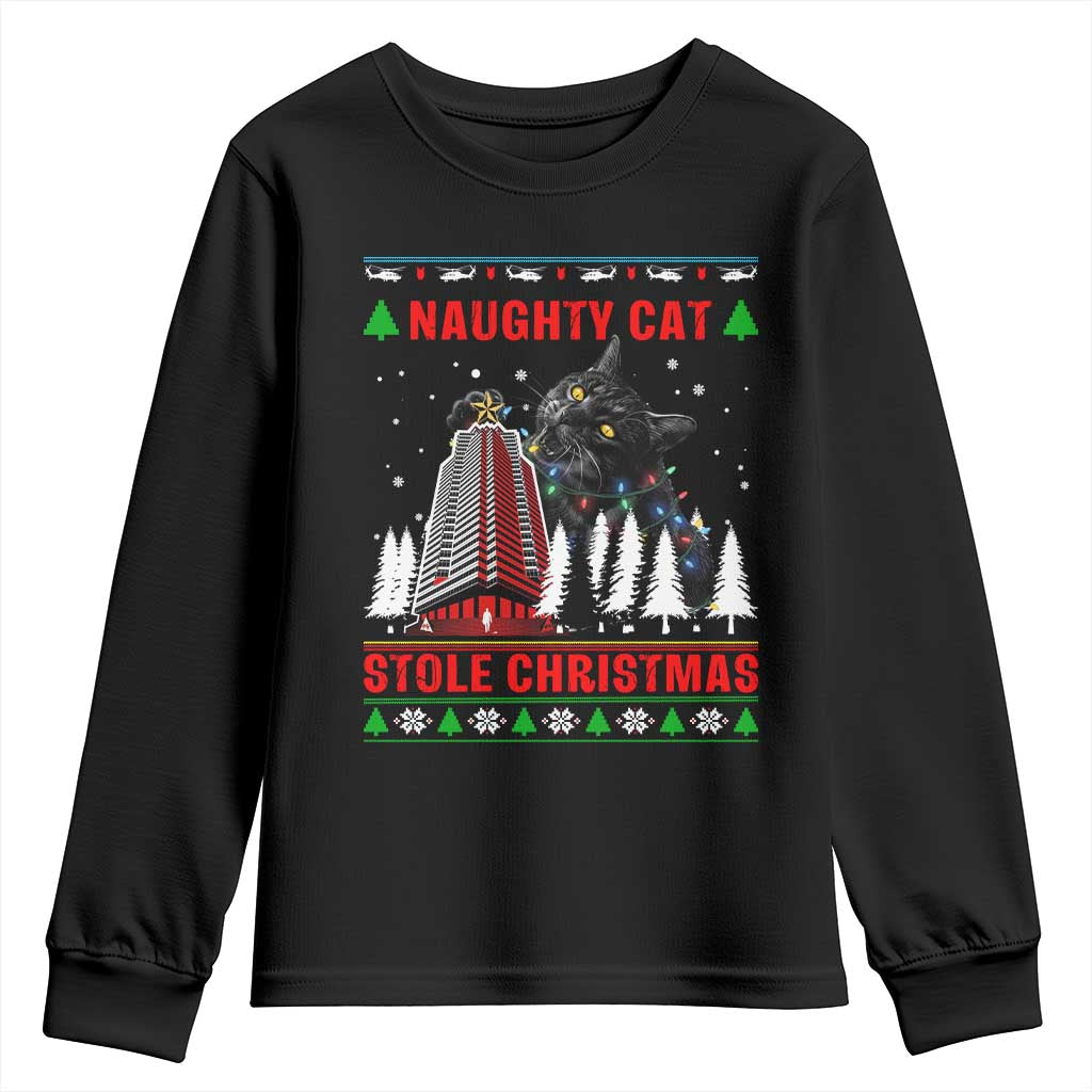Nakatomi Plaza Christmas Youth Sweatshirt Funny Catzilla Monster Xmas - Wonder Print Shop