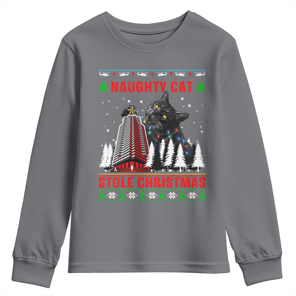 Nakatomi Plaza Christmas Youth Sweatshirt Funny Catzilla Monster Xmas - Wonder Print Shop