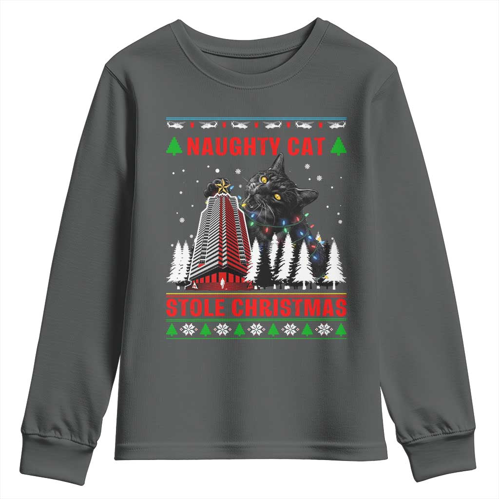 Nakatomi Plaza Christmas Youth Sweatshirt Funny Catzilla Monster Xmas - Wonder Print Shop