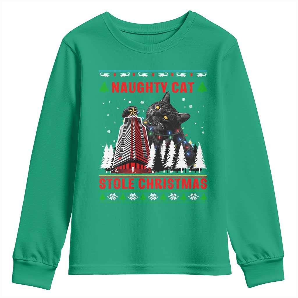 Nakatomi Plaza Christmas Youth Sweatshirt Funny Catzilla Monster Xmas - Wonder Print Shop