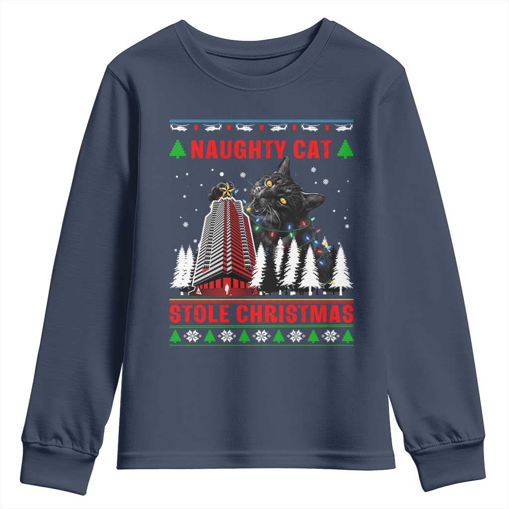 Nakatomi Plaza Christmas Youth Sweatshirt Funny Catzilla Monster Xmas - Wonder Print Shop
