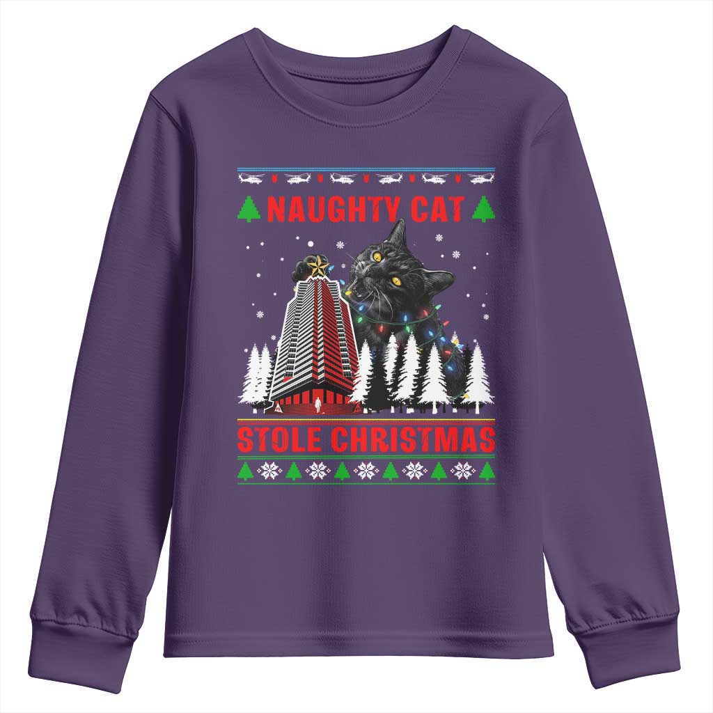 Nakatomi Plaza Christmas Youth Sweatshirt Funny Catzilla Monster Xmas - Wonder Print Shop