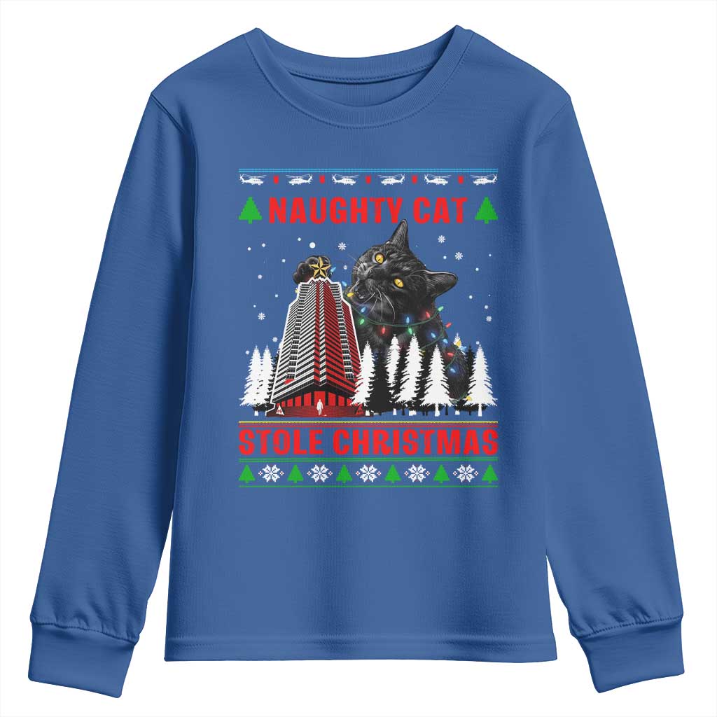 Nakatomi Plaza Christmas Youth Sweatshirt Funny Catzilla Monster Xmas - Wonder Print Shop
