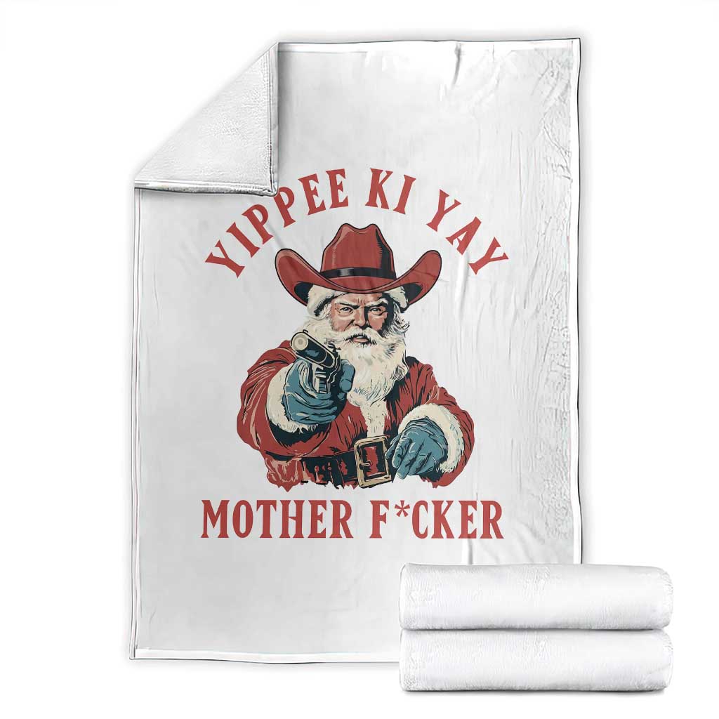 Yippee Ki Yay Mother Fcker Throw Blanket Funny Santa Gun Christmas - Wonder Print Shop