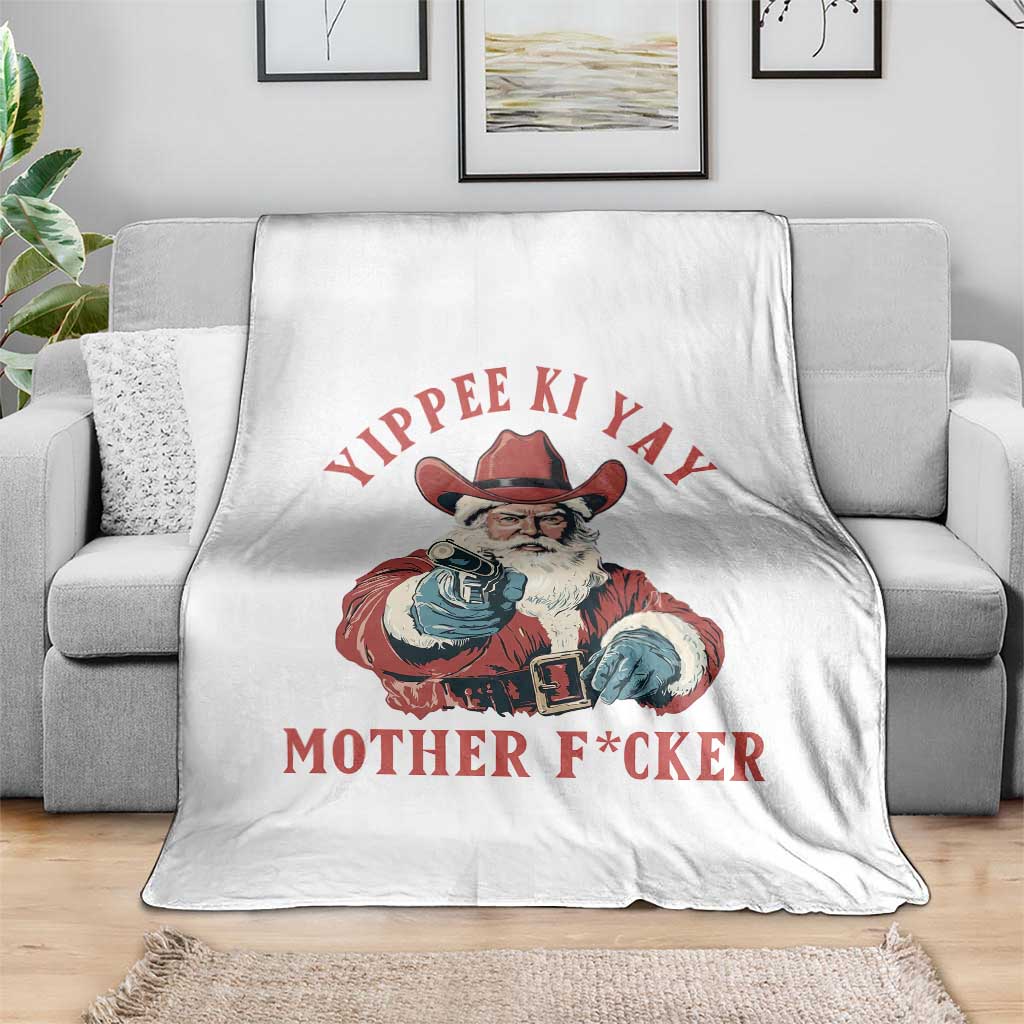 Yippee Ki Yay Mother Fcker Throw Blanket Funny Santa Gun Christmas - Wonder Print Shop