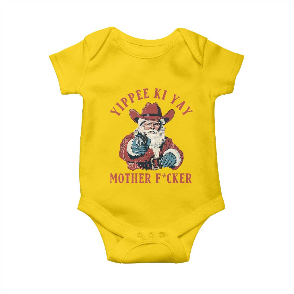 Yippee Ki Yay Mother Fcker Baby Onesie Funny Santa Gun Christmas - Wonder Print Shop