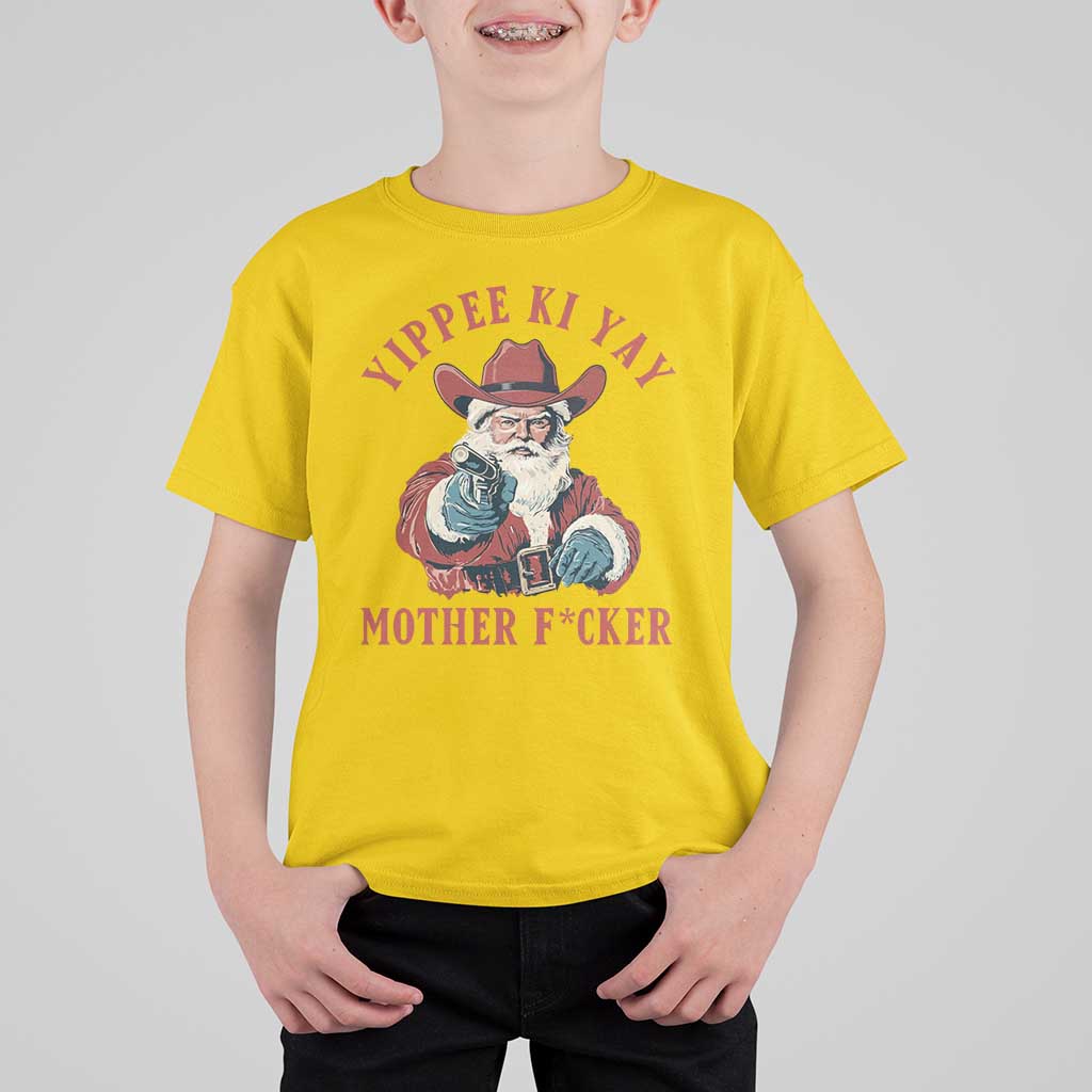 Yippee Ki Yay Mother Fcker T Shirt For Kid Funny Santa Gun Christmas - Wonder Print Shop