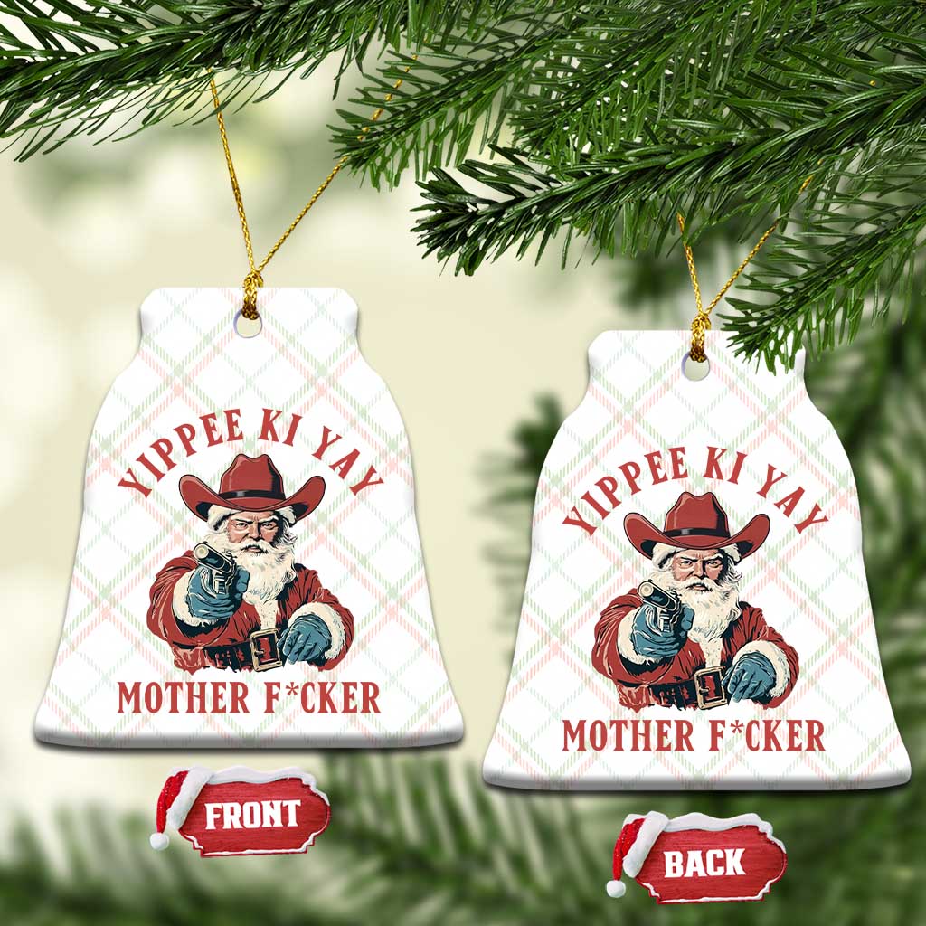 Yippee Ki Yay Mother Fcker Ceramic Ornament Funny Santa Gun Christmas - Wonder Print Shop