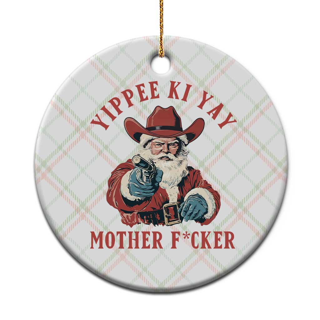 Yippee Ki Yay Mother Fcker Ceramic Ornament Funny Santa Gun Christmas - Wonder Print Shop