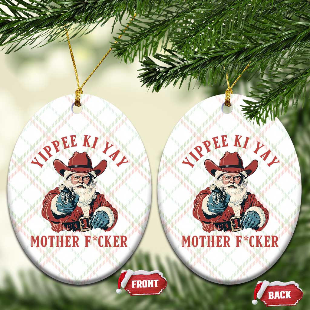 Yippee Ki Yay Mother Fcker Ceramic Ornament Funny Santa Gun Christmas - Wonder Print Shop