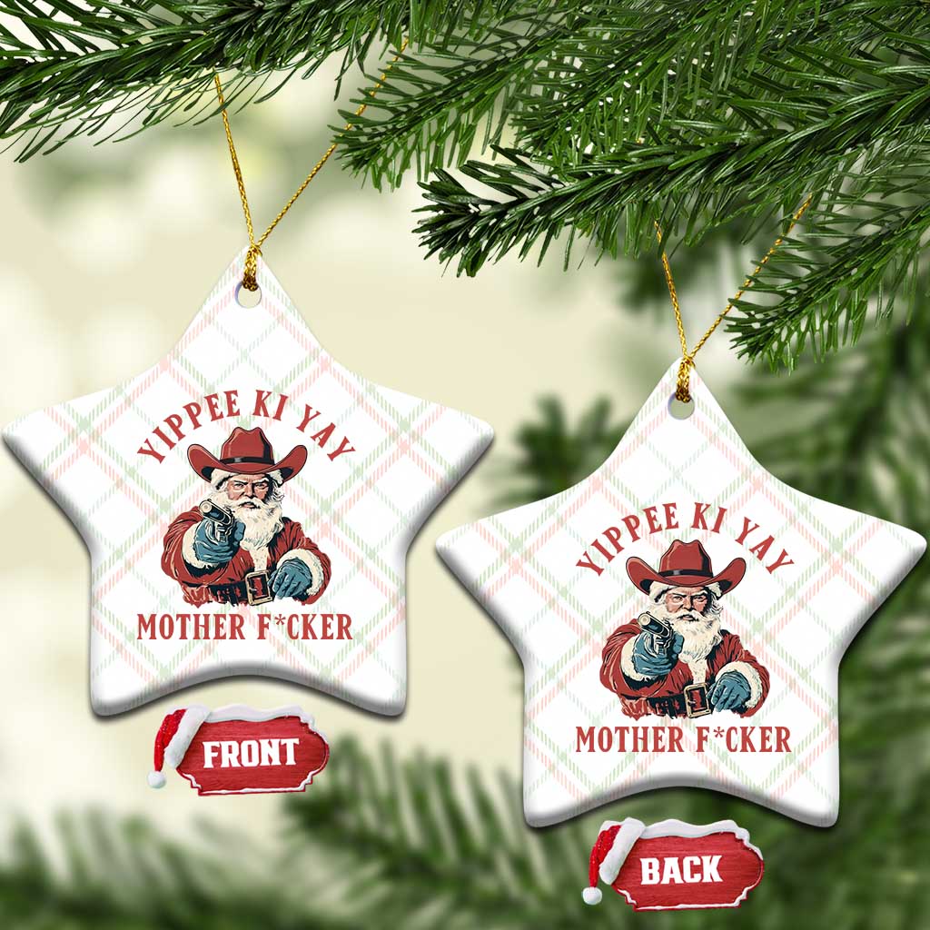 Yippee Ki Yay Mother Fcker Ceramic Ornament Funny Santa Gun Christmas - Wonder Print Shop