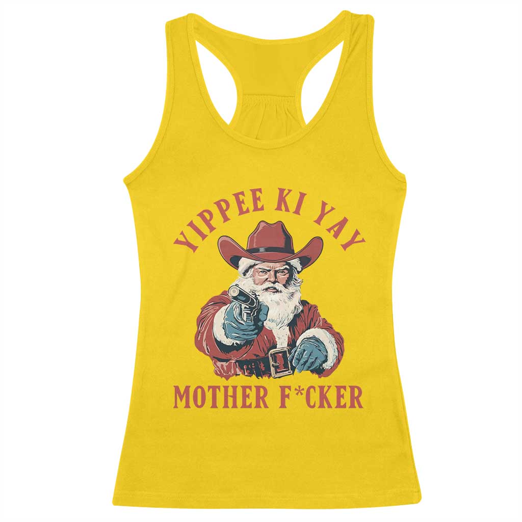Yippee Ki Yay Mother Fcker Racerback Tank Top Funny Santa Gun Christmas - Wonder Print Shop