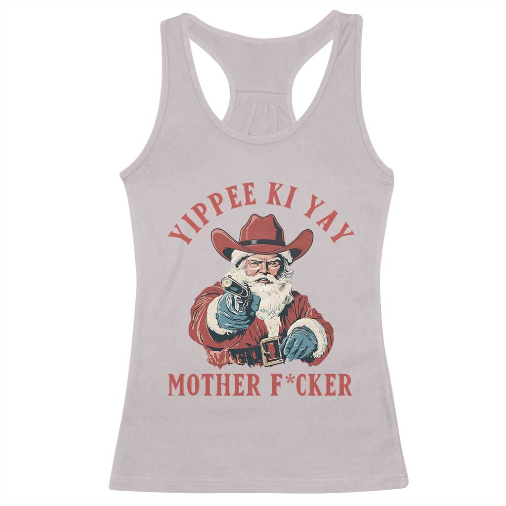 Yippee Ki Yay Mother Fcker Racerback Tank Top Funny Santa Gun Christmas - Wonder Print Shop